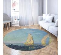 BYLEEHOMED Tappeto rotondo vintage in stile impressionista 60 cm - L'ago di Etretat Low Tide Piccolo tappeto circolare per angolo lettura sedia a dondolo