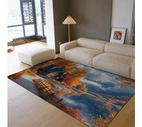 BYLEEHOMED Tappeto rustico per cadaveri 90x180cm Vintage Natura Paesaggio Lago Foresta e Cabina Morbido Pavimento in moquette a pelo corto per soggiorno Camera da letto