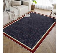 BYLEEHOMED Tappeto tradizionale in stile boho 150x210cm Casa colonica di campagna con motivo di fiori di vite carini soggiorno residenziale antiscivolo tappeto blu navy