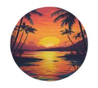 BYLEEHOMED Tramonto sul sole Tappeto rotondo sull'oceano per l'ingresso del corridoio Palme Silhouette Circle Tappeti Tappeto da comodino a pelo corto morbido facile da pulire 210 cm