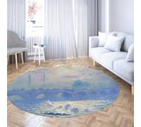 BYLEEHOMED Waterloo Bridge Sunlight di Claude Monet Tappeto rotondo 150 cm Tappeto circolare antiscivolo a pelo corto impressionista per sotto il tavolino