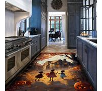 BYLEEHOMED Zucche autunnali Zerbino di Halloween Dolcetto o scherzetto Decorazioni per la casa Tappetino interruttore a basso profilo Tappetino per estetica domestica interna Decor 140x200cm