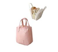 Bylesary Borsa per il trucco di alta qualità, piccola borsa da viaggio in pelle, da donna, con manico, cerniera e scomparti, impermeabile, mini borsa per kit di trucco, per viaggi, vacanze, spiaggia
