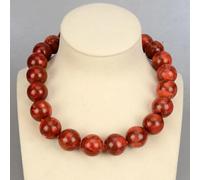 BYLSAGWHT 22MM Red Spong Coral Round Coral Short Necklace Four Seasons Chocker Necklace For Women