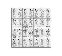 BYLSAGWHT 24 Step Mind Body Practice Poster Flowing Movement Exercise Chart Educational Art Print for Office Waiting Room Decor 8 X 12 in