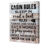 BYLSAGWHT Adventure Wall Art for Men - Rustic Rules of the Cabin Framed Canvas Print, Gift for Him, Camper, RV Owner, Birthday or Housewarming Present(Framed,12x18inch(30x45cm))