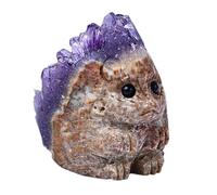 BYLSAGWHT Amethyst Cluster Raw Stone,Hand Carved Crystals Animal Hedgehog Carving for or Home Decor, Gift for Crystal Lovers