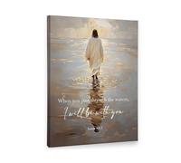 BYLSAGWHT Antique Style Christian Wall-Art Framed, Easter Jesus Canvas with Scripture I Will Be With You for Home Church Prayer Room(Unframed,12x18inch(30x45cm))