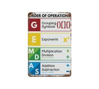 BYLSAGWHT Basic PEMDAS Chart Tin Sign Retro Math Poster for Tutor Gift College Dorm Study Room Wall-Art Decoration 8 X 12 inch