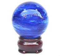 BYLSAGWHT Beautiful Blue Clear Smelt Quartz Crystal Ball with Stand for, Divination Sphere, Home Decoration, Fengshui,Photography Prop,9cm