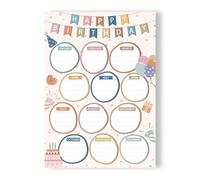 BYLSAGWHT Boho Confetti Birthday Chart for Classroom - Laminated Reusable Happy Birthday Calendar Poster, Back to School Teacher Supplies & Wall Decor(Framed,16x24inch(40x60cm))
