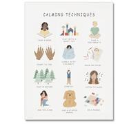 BYLSAGWHT Boho Mental Health Posters for Classroom - Calming Corner Feelings Chart with Coping Skills, Emotional Regulation Wall Art for Kids & Special Education(Unframed,12x18inch(30x45cm))