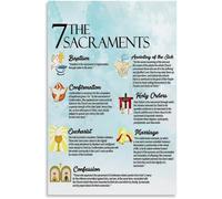 BYLSAGWHT Christian Educational Poster: The Seven Sacraments List - Catholic Church Teaching Tool & Inspirational Wall Canvas for Home Decor(Unframed,16x24inch(40x60cm))