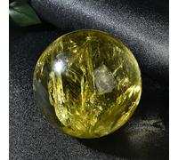 BYLSAGWHT Citrine Crystal Sphere Ball with Stand, Sculpture Figurine, Feng Shui Yellow Home Decoration for Living Room TV Cabinet Crafts Gifts Office Table Shelf,7.5cm