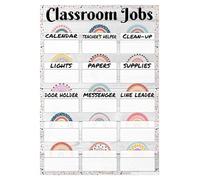 BYLSAGWHT Classroom Jobs Bulletin Board Set - Boho Rainbow Decor | Teacher's Posters for Preschool, Kindergarten, Elementary | Back to School & Homeschool Supplies(Framed,08x12inch(20x30cm))