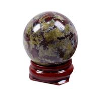 BYLSAGWHT Crystal Ball Shpere Ornament Dragon Blood Stone Orb Gemstone Divination Sphere Sculpture Figurine with Stand,1.2"~1.6"