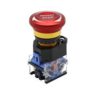 BYLSAGWHT Emergency Stop Switch 22mm 10A Metal Emergency Stop Pushbutton Switches Mushroom Head Button Self-Locking Elevator Power Start Emergency Stop LA38(2NC)