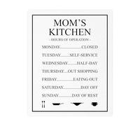 BYLSAGWHT Funny Mom's Kitchen Rules Plaque - Vintage Metal Tin Sign with Operation Hours, rustic Wall-Art for Kitchen, Country Home Decor(Unframed,16x24inch(40x60cm))