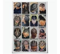 BYLSAGWHT Modern Graphic Hair Poster for Salon Contemporary Room | Geometric curl pattern, angular wave design, tattoo parlor adjacent style(Unframed,12x18inch(30x45cm))