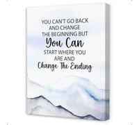 BYLSAGWHT Office and Home Motivational Decor, You Can't Go Back and Change the Beginning Inspirational Canvas Wall Art for Workplace(Unframed,08x12inch(20x30cm))