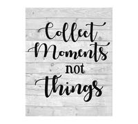 BYLSAGWHT Rustic Inspirational Wall Print - Collect Moments Not Things on Wood Design for Living Room Decor, Office and Gift Giving(Framed,08x12inch(20x30cm))