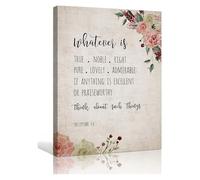 BYLSAGWHT Scripture Wall-Art Philippians 4:8, Whatever Is True Vintage Painting, Framed Canvas Print for Wall Decor, Inspirational Gift for Home Office Bedroom(Framed,08x12inch(20x30cm))