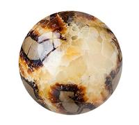 BYLSAGWHT Septarian Dragon Crystal Ball Ornament,Fengshui Stone Sphere with Wooden Base, Polished Balls for Home Office Tabletop Decoration,30~40mm
