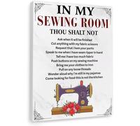 BYLSAGWHT Sewing Room Canvas Wall-Art - Retro Hanging Sign for Sewing Lovers, Vintage Home Decor Gift for Quilters and Crafters(Framed,12x18inch(30x45cm))