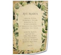 BYLSAGWHT Spanish Hail Mary Prayer - Ave Maria Virgin Mary Art for Home and Bedroom Canvas Decor(Framed,08x12inch(20x30cm))
