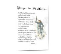 BYLSAGWHT St Michael the Archangel Catholic Prayer Print, Canvas Wall Art for Christian Home Decor, Farmhouse Style Office Gift(Unframed,08x12inch(20x30cm))