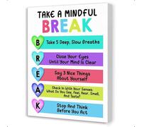 BYLSAGWHT Take a Mindful Break Canvas - Calming Corner Motivational Wall Art, Self-Regulation Sign for School Counselor, Therapist Office, Kids Peaceful Retreat Corner (Framed,08x12inch(20x30cm))