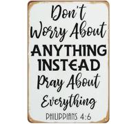 BYLSAGWHT Vintage Dont Worry About Anything Instead Pray About Everything Faith Sign Wall Decor Gift 8 X 12 in