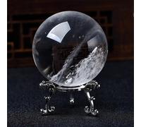 BYLSAGWHT White Crystal Sphere Clear Quartz Ball with Stand Balls for Home Decor Decorative Invite Wealth Witchcraft,60mm
