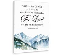 BYLSAGWHT Work As Worship Canvas Art - Colossians 3:23 Bible Verse, Whatever You Do Work Heartily Inspirational Print for Office Wall, Christian Business Owner Gift (Framed,12x18inch(30x45cm))