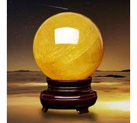 BYLSAGWHT Yellow Citrine Crystal Sphere Ball Crystals Stone with Stand Feng Shui Tabletop Sculpture Ornaments Implication Wealth And Success, ball-4cm