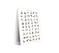 BYLSAGWHT Yoga Pose Chart Canvas Print, Chair Yoga Exercises for Daily Practice, Stretching & Strength Guide, Modern Wall-Art Decor for Yoga Studio and Home(Framed,08x12inch(20x30cm))