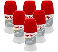 Byly Deodorante Unisex Sensitive Roll-On 50 ml - Senza Profumo, con Proteine della Seta, 48H di Protezione, Delicato sulla Pelle (Sensitive 6 Unità)
