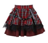 BYLYUIVN Gonna Gothica Gonna a Pieghe Scozzese Punk in Pizzo Dolce for Ragazze Gotiche(XS)