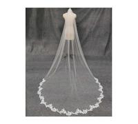 BYLYUIVN Velo Sposa Appliques in Pizzo 3Meters Lungo 1,5 m Largo Velo da Sposa con Pettine Uno Strato Bianco Avorio Morbido Tulle Velo da Sposa Accessori da Sposa(Ivory)