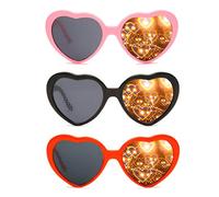Bymivofun 3 pezzi di occhiali per effetti a cuore, occhiali per diffrazione del cuore, occhiali da sole a cuore, per feste in maschera Festival musicali all'aperto bar fuochi d'artificio
