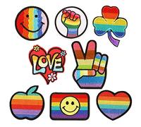 Bymivofun 8 Pezzi Bambini Arcobaleno Toppe per Vestiti, Adesivi Fai da Te dei Cartoni Animati, Termoadesive per T-shirt, Jeans, Borse