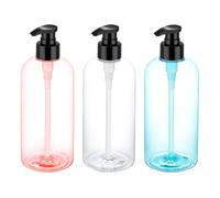 Bynccea 500ml Bottiglie Vuote Pompa a Pressione Plastica Dispenser Sapone Doccia, 2 Pezzi Flacone Dosatore Vuoti Dispenser Contenitore di Sapone Per il Bagno, Cucina, Shampoo e Lozione- Trasparente