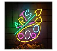 BYNGQW Cartelli al Neon Personalizzati Insegna Al Neon A LED Con Pennello E Tavolozza, Luce A LED Per Aule, Studio, Dormitorio, Feste Di Compleanno Per Insegnanti D'arte, Studenti, 32cmх42cm