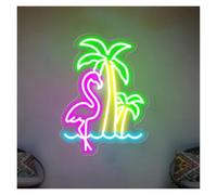 BYNGQW Cartelli al Neon Personalizzati Insegna Al Neon Con Palma, Uccello, Oasi Per Esterni, Piscina, Bar, Decorazione Per Casa, Camera Da Letto 45cm