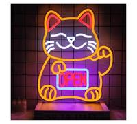 BYNGQW Cartelli al Neon Personalizzati Insegna Al Neon Gatto Open Luce LED Dimmerabile Per Ristorante Ramen Shop Izakaya Sushi Bar Decor Decorazioni Per Aperture Aziendali 40cm×32.7cm