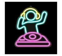 BYNGQW Cartelli al Neon Personalizzati Insegne Al Neon A LED Con Lettore DJ Con Decorazione Al Neon Dimmerabile Per Feste Di Compleanno Per Camera Da Letto, Bar, Sala Giochi 29.3cmx32.8cm