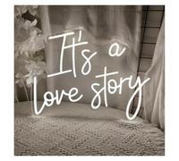 BYNGQW Cartelli al Neon Personalizzati It's A Love Story Insegna Al Neon A LED Per Matrimonio, Fidanzamento, Festa Di San Valentino, Decorazione Da Parete Per Camera Da Letto 45cmx34.8cm