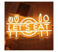 BYNGQW Cartelli al Neon Personalizzati Let's Eat Insegna Al Neon A LED Forchetta Coltello Cucchiaio Piatto Cibo Ristorante Cucina Mensa Festa Decorazione Da Parete Alimentata Tramite USB