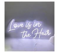 BYNGQW Cartelli al Neon Personalizzati Love Is In The Hair Insegna Al Neon A LED Con Alimentazione USB Per Parrucchieri Hotel Negozi Centri Estetici Decorazioni Murali Estetiche 41cmx20cm(Bianca)