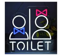 BYNGQW Cartelli al Neon Personalizzati Luce A LED Per Toilet Con Insegna Al Neon Toilet Per Camera Da Letto Bagno Casa Feste Negozio Decorazione Da Parete Alimentato Tramite USB 32cm×32cm